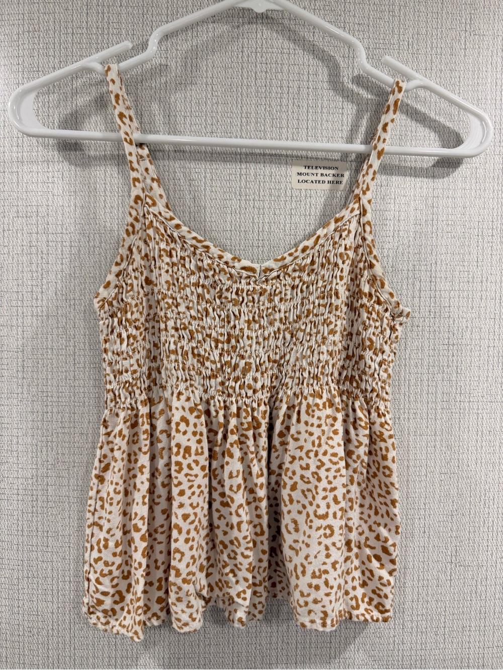 Lightweight Cream & Tan Smocked Cami Top